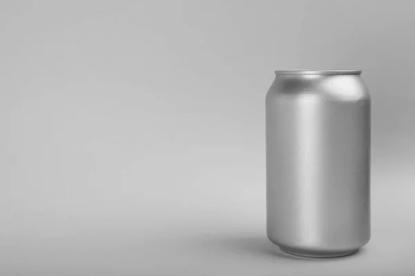 Can Energy Drink Light Grey Background Space Text — Stock Photo, Image