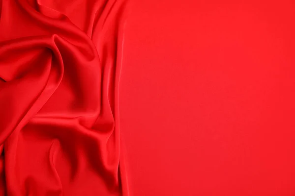 Tekstura Delikatnego Czerwonego Jedwabiu Jako Tło Widok Góry — Zdjęcie stockowe