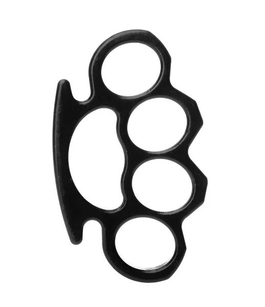 New Black Brass Knuckles Isolated White — Stock Photo, Image