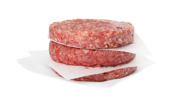 Stack Raw Hamburger Patties White Background — Stock Photo, Image