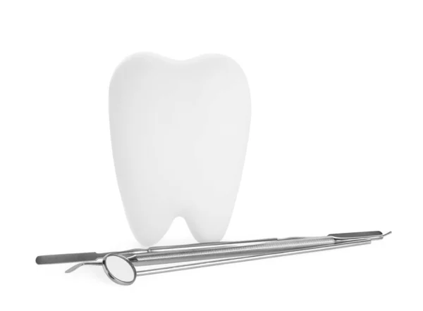 Držák Zuby Zubní Nářadí Bílém Pozadí — Stock fotografie