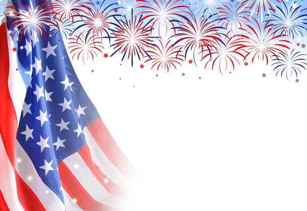 Temmuz Abd Nin Bağımsızlık Günü Beyaz Arka Planda Amerikan Ulusal — Stok fotoğraf