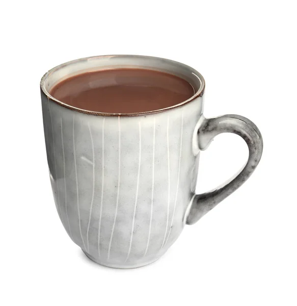 Coupe Délicieux Chocolat Chaud Isolé Sur Blanc — Photo