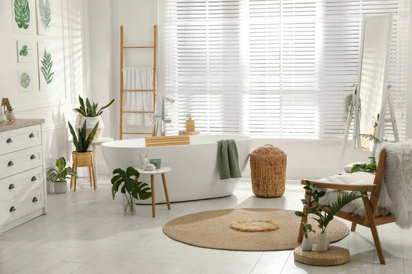 Stylish Bathroom Interior Green Plants Home Design — Stock Photo, Image