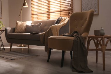 Şık salon iç rahat koltuk ve kanepe