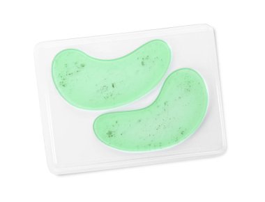 Göz altı bantlı paket beyaz, üst görüş alanında. Kozmetik ürünü