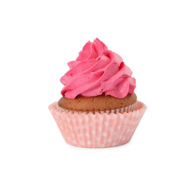 Beyaz üzerine pembe kremalı enfes kek.