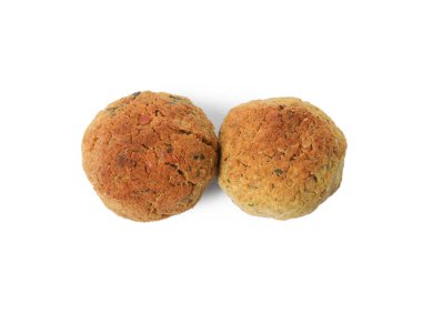 Beyaz arka planda nefis falafel topları, üst manzara.