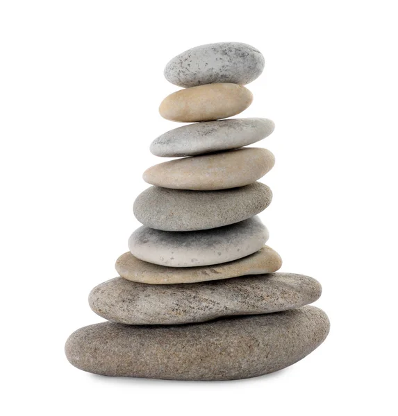 Stack Stones White Background Harmony Balance Concept — Stock Photo, Image