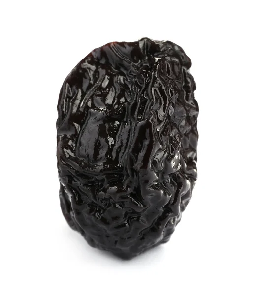 One Sweet Dried Prune Isolated White — Stock Photo, Image
