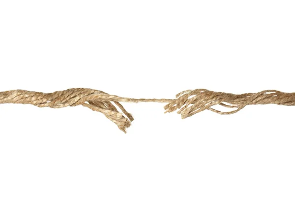 Rupture Hemp Rope White Background — Stock Photo, Image