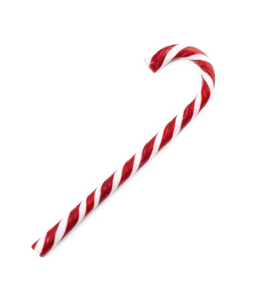 Delicious Christmas Candy Cane Isolated White Top View — Stock Photo, Image