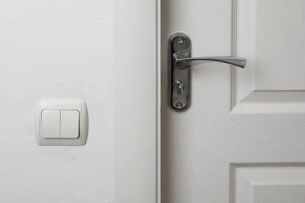 Modern Light Switch White Wall Door — Stock Photo, Image