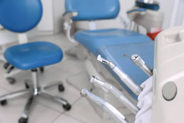 Set Von Professionellen Geräten Der Zahnarztpraxis Platz Für Text — Stockfoto