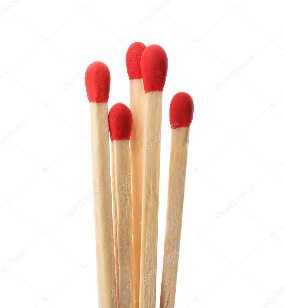 Matches with red heads on white background