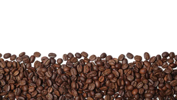 Many Roasted Coffee Beans White Background Top View — Stock Photo, Image
