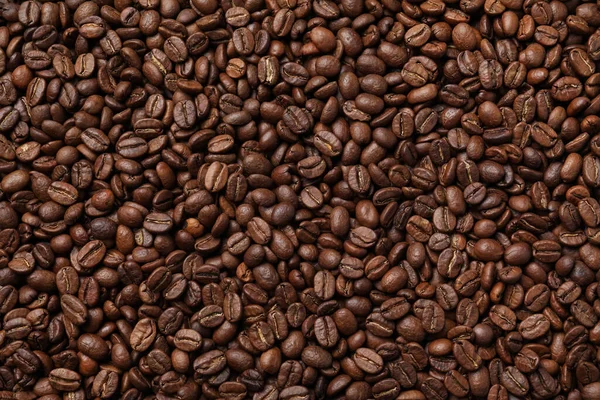 Pile Roasted Coffee Beans Background Top View — Stock Photo, Image