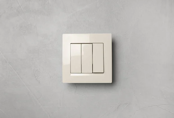 Nowoczesny Biały Plastikowy Wyłącznik Światła Ścianie — Zdjęcie stockowe