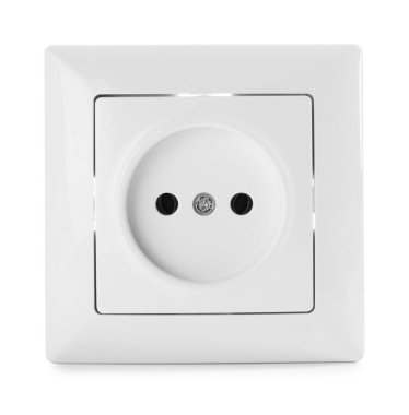 Beyaz arka plan üzerinde güç soketi. Elektrik teknisyen ekipmanları