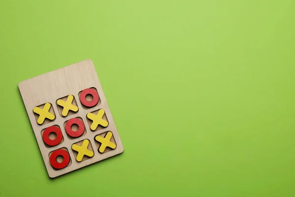 Tic Tac Toe Set Light Green Background Top View Space — Stock Photo, Image
