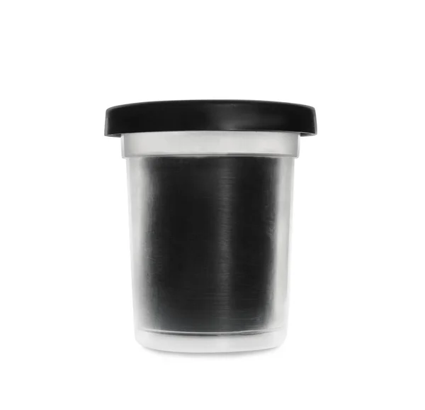 塑料容器 用白色隔断的黑色游戏面团制成 — 图库照片
