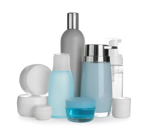Mnoho Různých Kosmetických Výrobků Bílém Pozadí — Stock fotografie