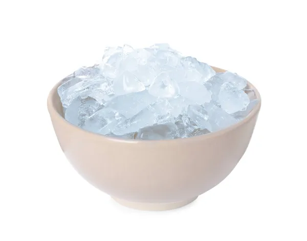 Crushed Ice Schüssel Auf Weißem Hintergrund — Stockfoto