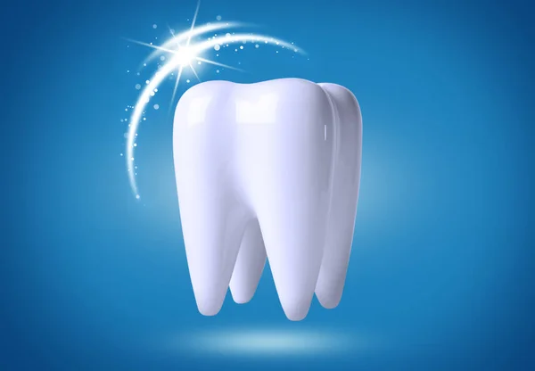 Model Zubů Zářícím Modrým Pozadím Zubní Péče — Stock fotografie