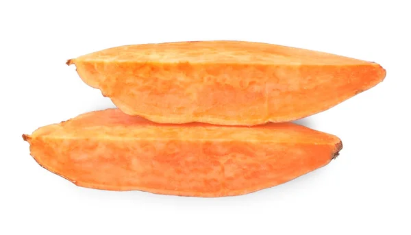Cut Fresh Sweet Potato White Background Top View — Stock Photo, Image
