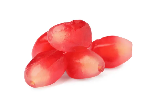Juicy Red Pomegranate Seeds White Background — Stock Photo, Image