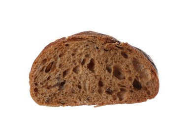 Beyaz üzerine izole edilmiş taze çavdar ekmeği dilimi.