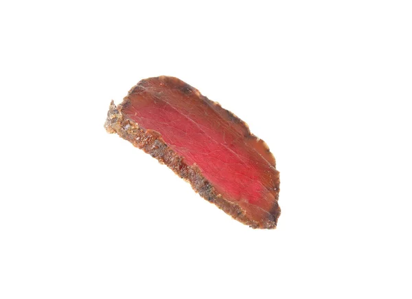 Delicious Dry Cured Beef Basturma Slice Isolated White — Stock Photo, Image