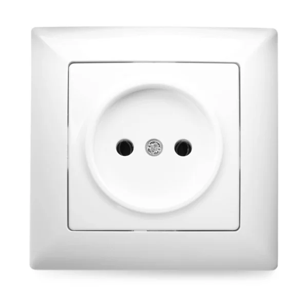 Power socket on white background. Electrician\'s equipment