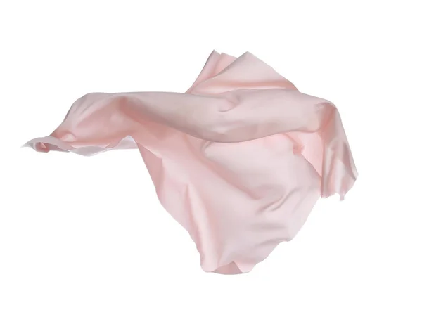 Beautiful Light Pink Silk Floating White Background — Stock Photo, Image