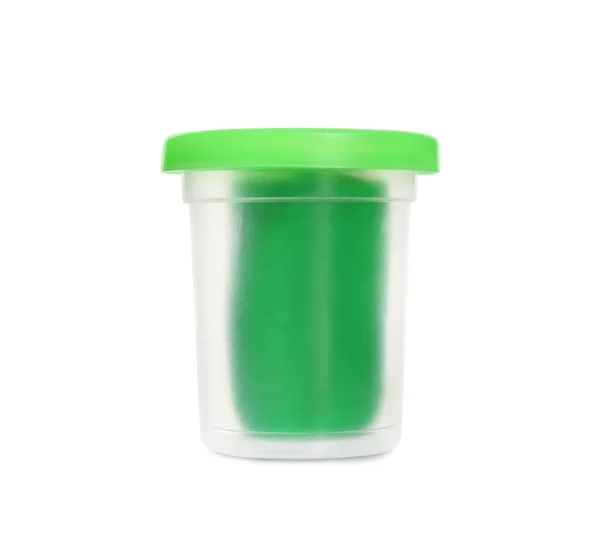 Envase Plástico Masa Juego Verde Aislado Blanco —  Fotos de Stock