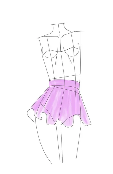 Fashion Sketch Stylish Skirt Mannequin White Background Illustration — Stock Photo, Image