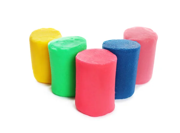 Different Colorful Play Dough White Background — Stock Photo, Image