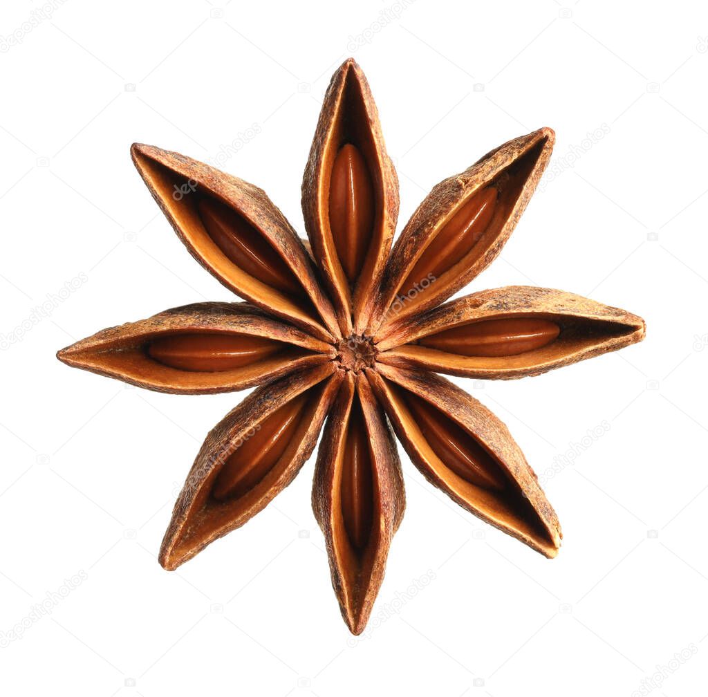 Aromatic dry anise star isolated on white