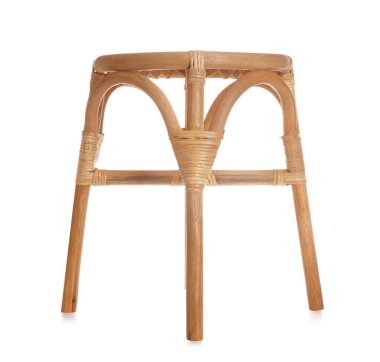 Modern ahşap dışkı beyaza izole edilmiş. İç öge