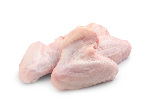 Rohe Hühnerflügel Auf Weißem Hintergrund Frischfleisch — Stockfoto