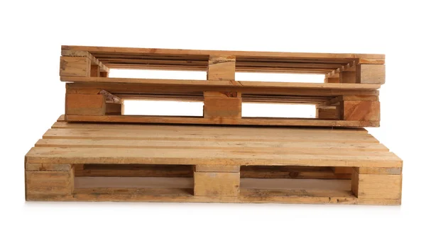 Houten Pallets Geïsoleerd Wit Vervoer Opslag — Stockfoto