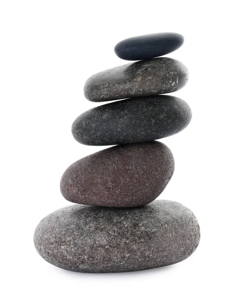 Stack Stones White Background Harmony Balance Concept — Stock Photo, Image