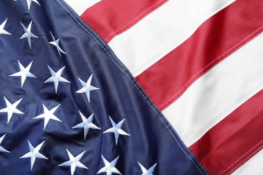 Arka plan olarak ulusal Amerika bayrağı, üst görünüm