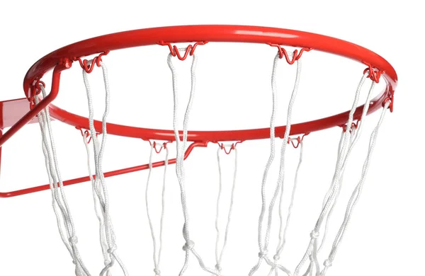 Basket Båge Med Nät Vit Bakgrund Närbild — Stockfoto