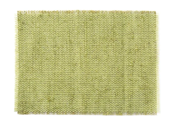 Piece Natural Burlap Fabric White Background Top View — Stock Photo, Image