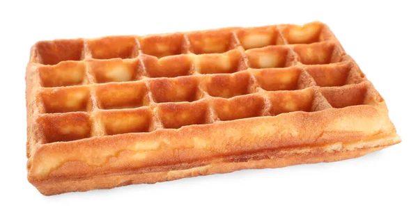 One Delicious Belgian Waffle Isolated White — Stock Photo, Image