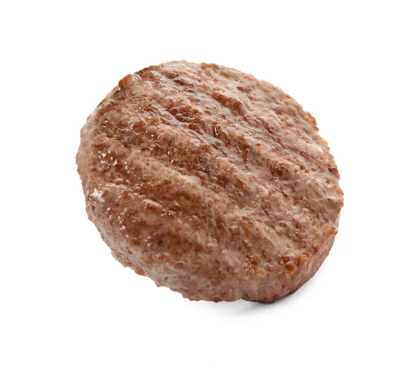 Smaczny Grillowany Hamburger Patty Izolowany Białym — Zdjęcie stockowe