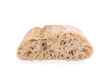 Ciabatta 'yı beyaz arkaplanda kes. Taze ekmek.