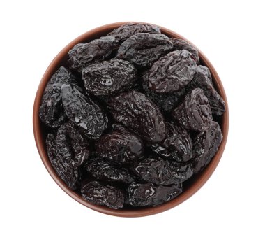 Kurutulmuş kuru erikli kase beyaz, üst manzara