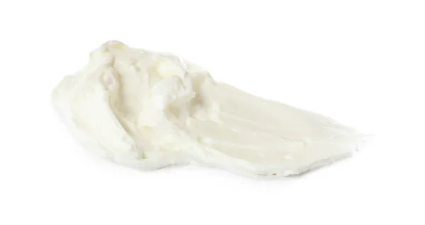 Mancha Delicioso Queso Crema Aislado Blanco —  Fotos de Stock